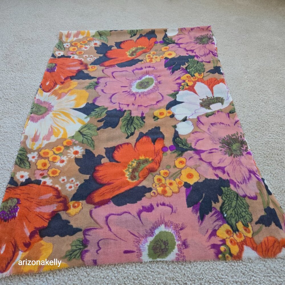 Woven Wool Lightweight Floral Scarf - Picture 8 of 8